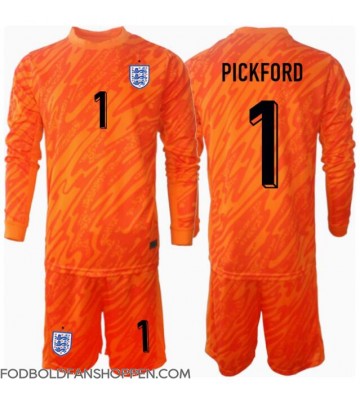 England Jordan Pickford #1 Målmand Hjemmebanetrøje Børn EM 2024 Langærmet (+ Korte bukser)